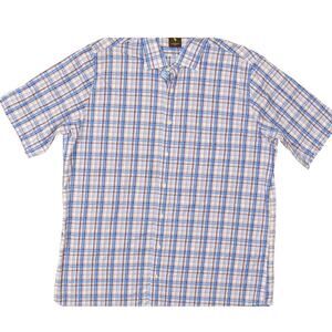 Tailorbyrd 3XLT Big & Tall Blue Plaid Cotton Short Sleeve Casual Button Shirt